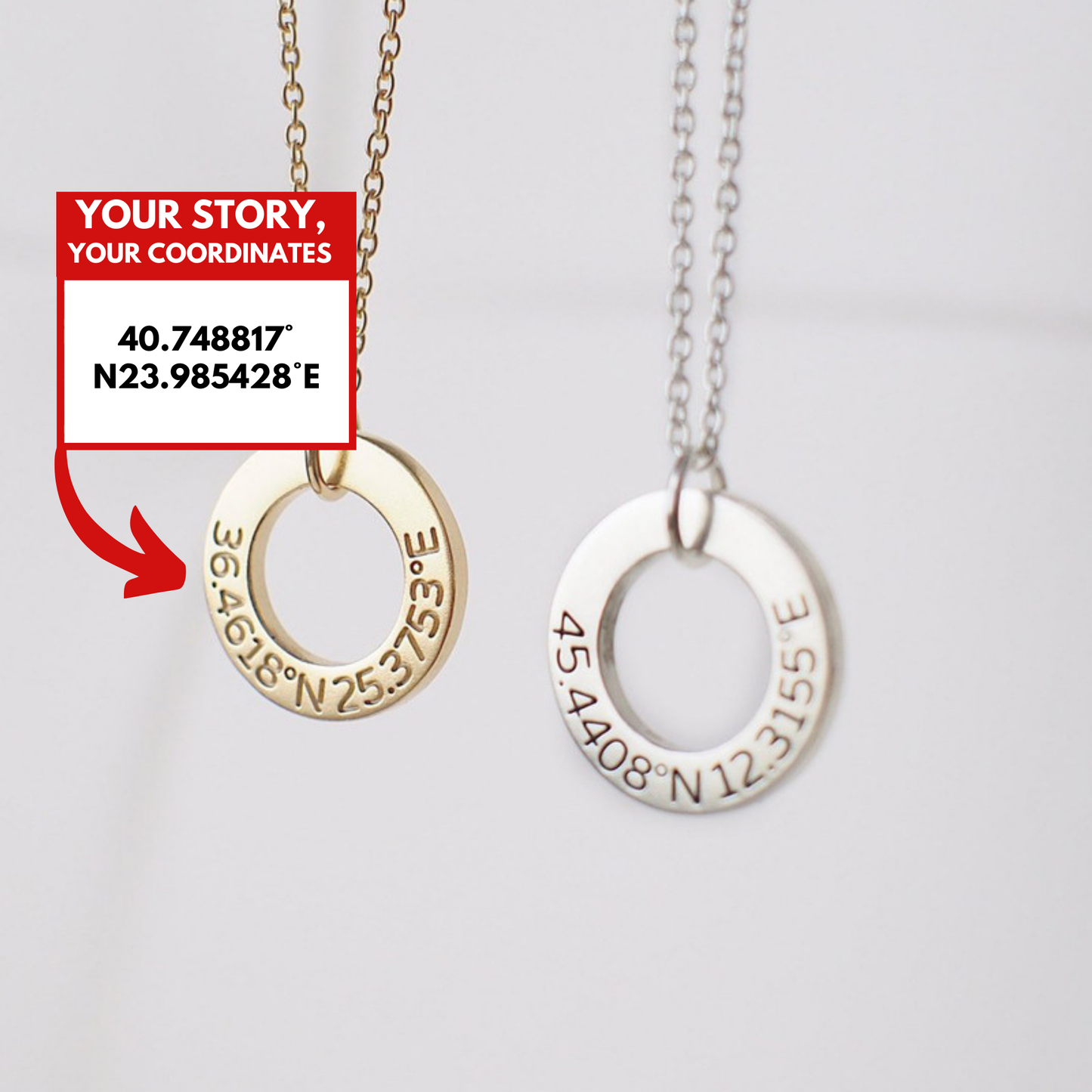 Trendy Simple Hollow Ring Design Customizable Name Necklace