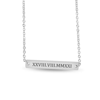 Roman Numbers Horizontal Bar Necklace